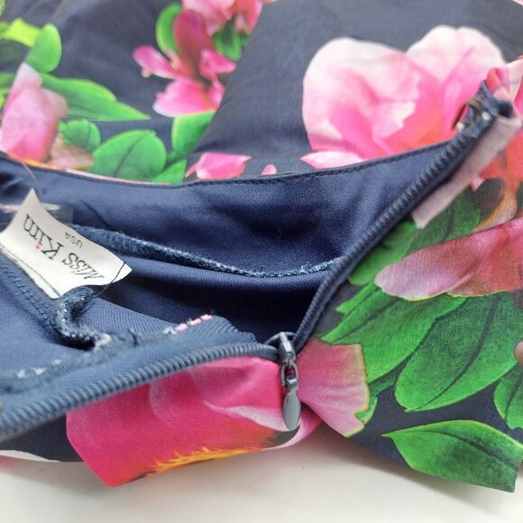 Miss Kim Junior Skirt Floral Pink Blue Size Medium Length 18" Made In USA Zip - Picture 4 of 8
